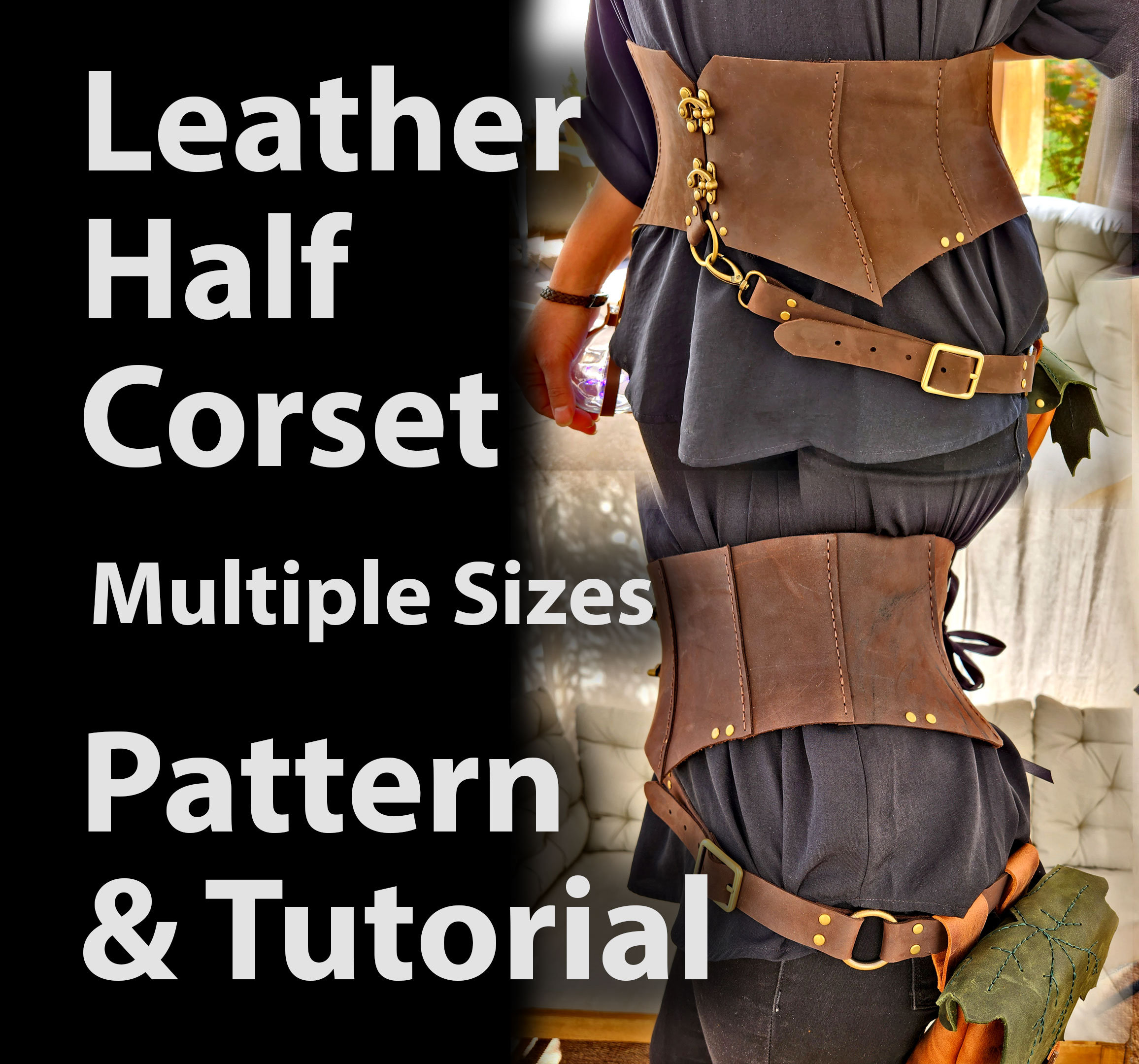 Marquise Faux Leather & Elastic Corset Cinch Belt –