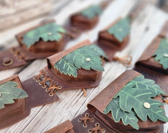 Fairy Leaf 3 Pouch Leather Belts – 3 Styles | Forest Elf Leather Belts |  Cosplay, LARP, Ren Faire