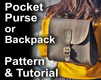 Leder Schnittmuster für Tasche Geldbörse - Crossbody Geldbörse oder Rucksack PDF Pattern mit Tutorial - DIY Leather Pattern