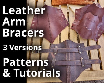 Leather Bracers Bundle and tutorials - DIY Armor Patterns: Medieval, Fantasy, LARP, Template for Cosplay or Renfair Bundle - PDF Download