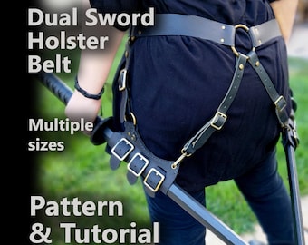 Dual Sword Belt Leather Pattern – Beginner Friendly DIY Sword Holster Harness | Cosplay, LARP, D&D, Renaissance Faire