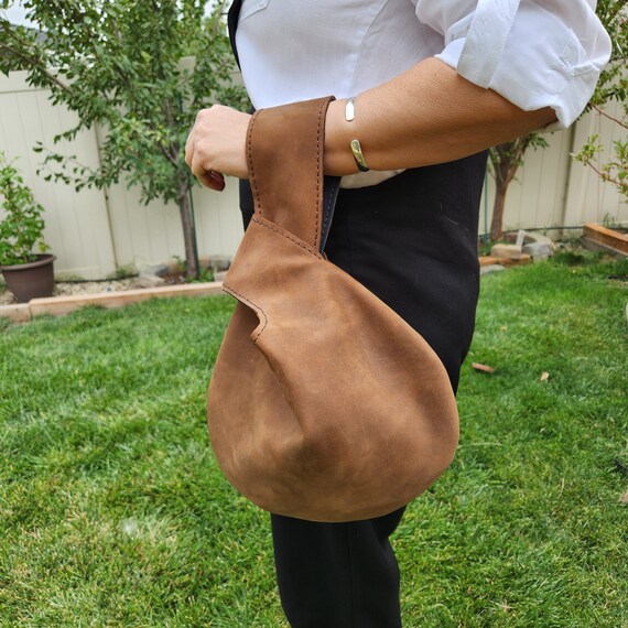 Leather Japanese Knot Bag Pattern - DIY Leather Wrist Bag Pattern