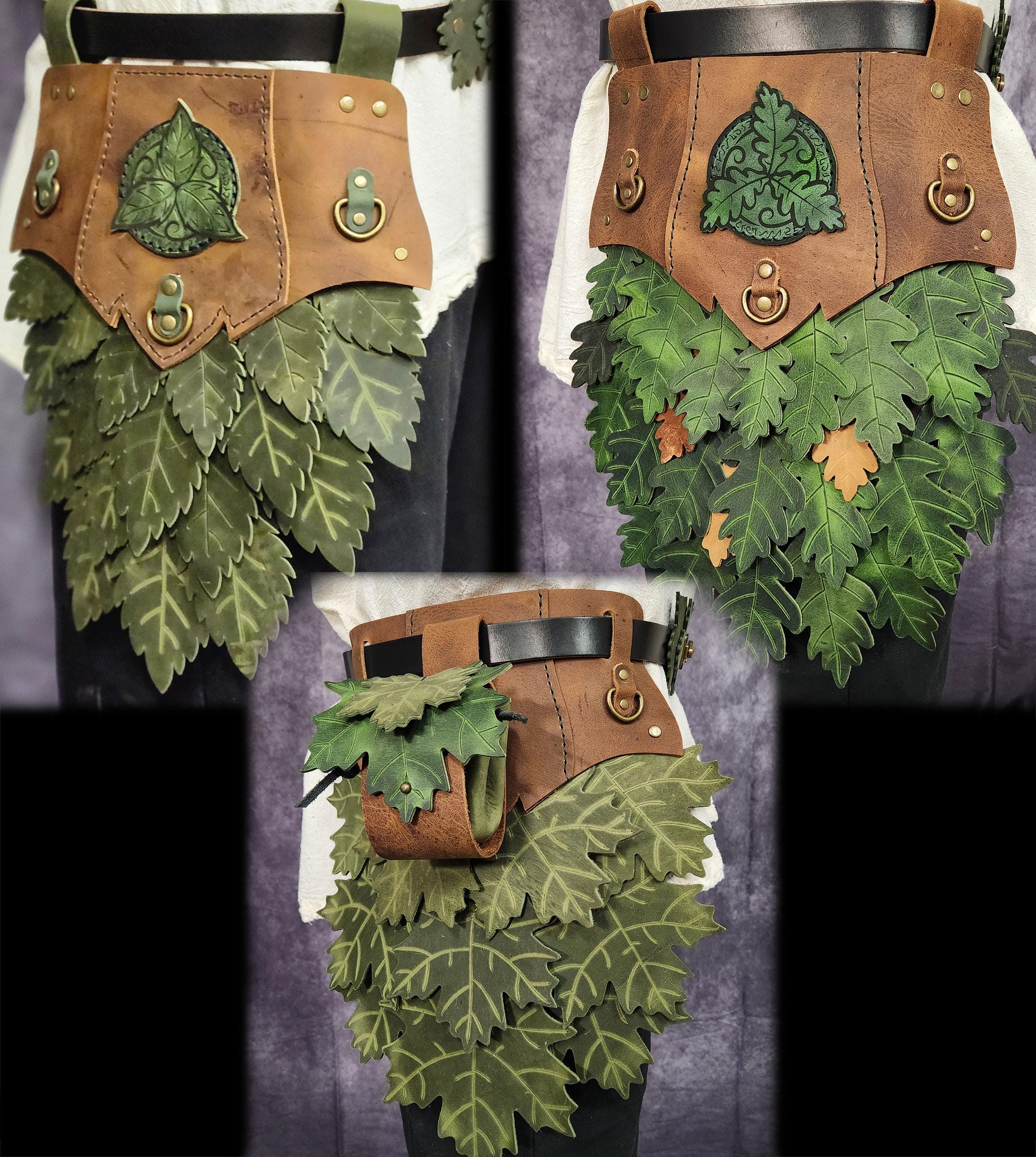 Fairy Leaf Tassets - Forest Elf Thigh Armor - 3 versions - Fae Armor - Elven Leaf Armor - Cosplay leather armor - Leather Hip Armor