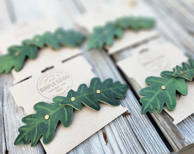 Handmade Leaf Hair Barrettes – 2-Leaf Barrettes - Full Grain Leather – Fantasy, Cosplay, LARP, Ren Faire Accessory