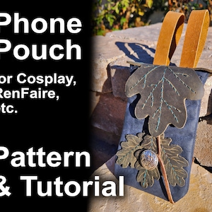 Eichenblatt Handytasche Muster Anleitung - Fairy Beutel - DIY Renfaire Handytasche Druidentasche Perfekt für Comiccon Kostüme, Cosplay oder D&D