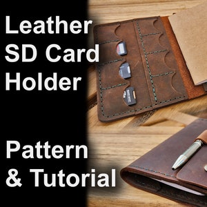 Portatarjetas SD de cuero con notas de campo - Patrón PDF y tutorial para billetera de tarjetas SD - Caddy de tarjeta de memoria de diseño minimalista