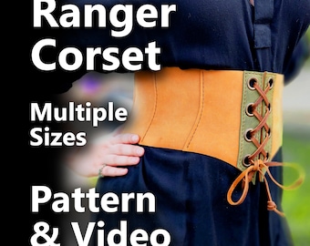 Ranger korsettbälte lädermönster – nybörjarvänlig korsett med spänne baktill och grov snörning | DIY Cosplay, LARP, D&D, Renaissance Faire