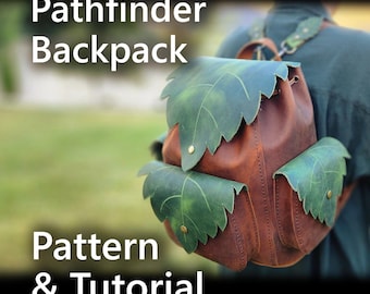 Pathfinder Backpack Leather Pattern – Leaf-Themed Fantasy Bag for Cosplay, LARP, Ren Faire – PDF Download - Fairycore Druid Elven DnD