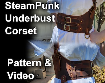Steampunk Underbustkorsett Mönster & Video - DIY PDF Korsettbälte - Medeltida Underbustkorsett för Comiccon-kostym, Renfaire-cosplay eller DnD