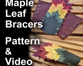 Maple Leaf Leather Bracers - PDF DIY Maple Leaves Arm Guard Patterns: Medieval Bracers, Fantasy, LARP, Template for Cosplay or Ren faire