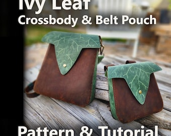 Ivy Leaf Crossbody Purse and Belt Pouch Leather Pattern – Fantasy Leather Bag | DIY PDF pattern for Fae, Elf, Druid, LARP & Ren Faire
