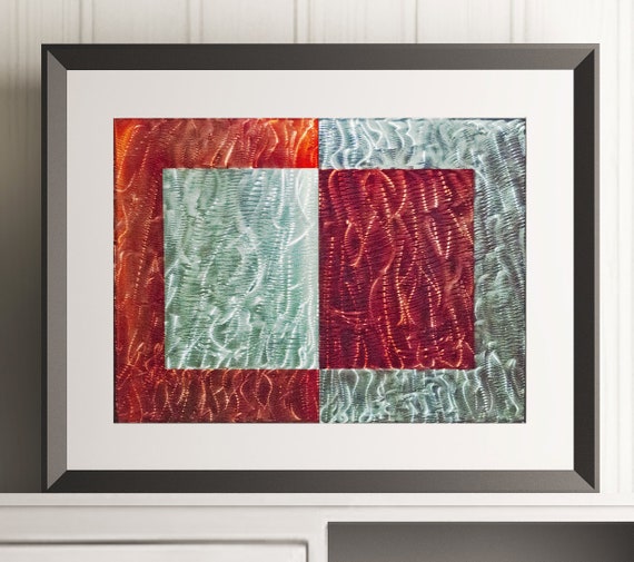 Modern Metal Wall Art Red Raw Aluminum Abstract Metal Etsy