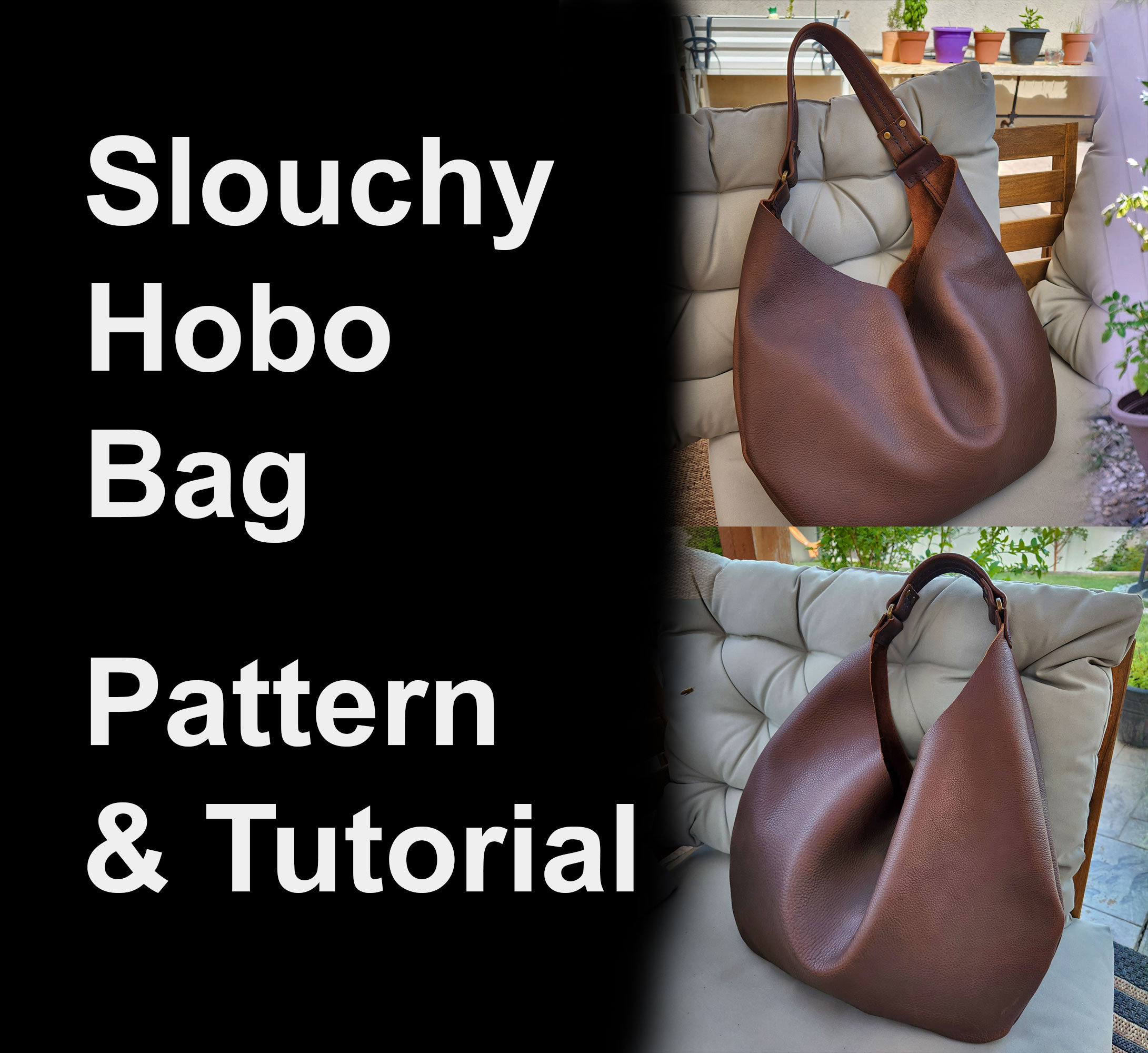 Sewing Pattern Hobo Tote Bag PDF Download plait Handle 