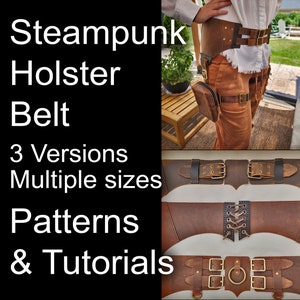Steampunk Pistolenhalfter Gürtel PDF Patterns Tutorial - DIY Leder Holster Gürtel - Steampunk Gürtel Perfekt für Cosplay oder Kostüm, Bonus inklusive