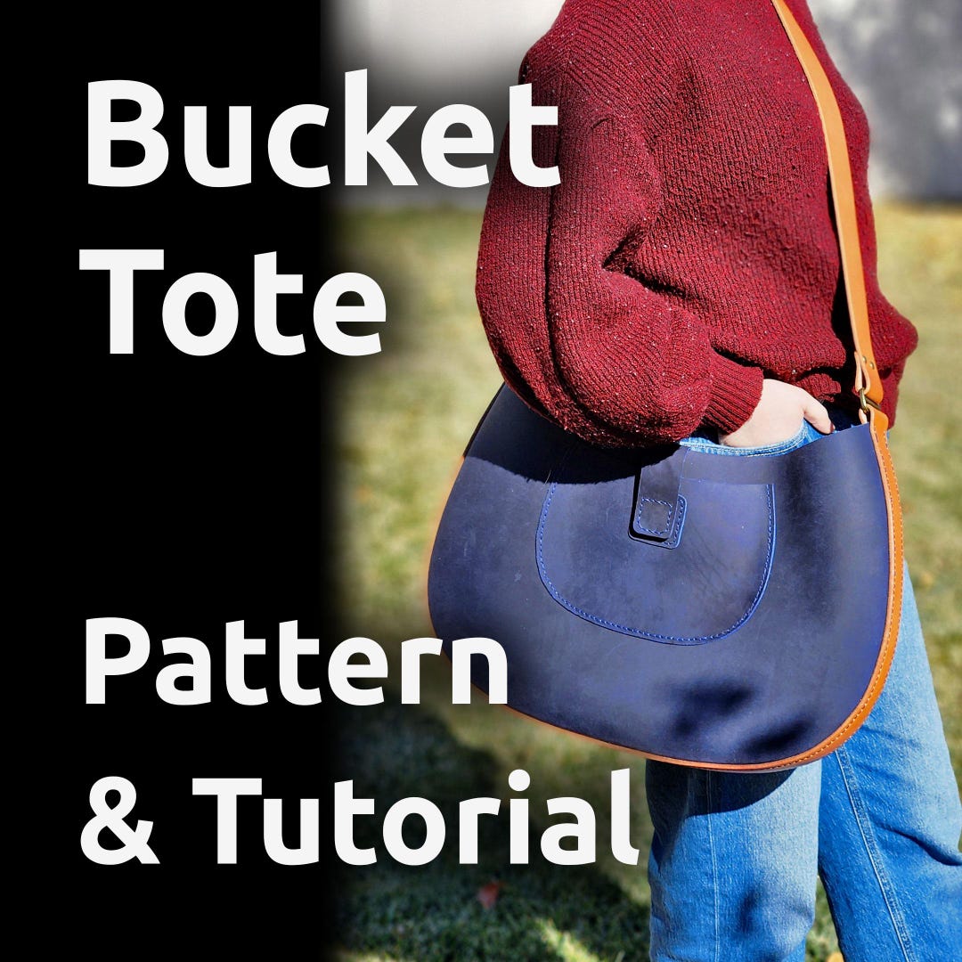 Leather Bucket Tote Pattern - DIY Large Leather Tote Bag Pattern - PDF ...