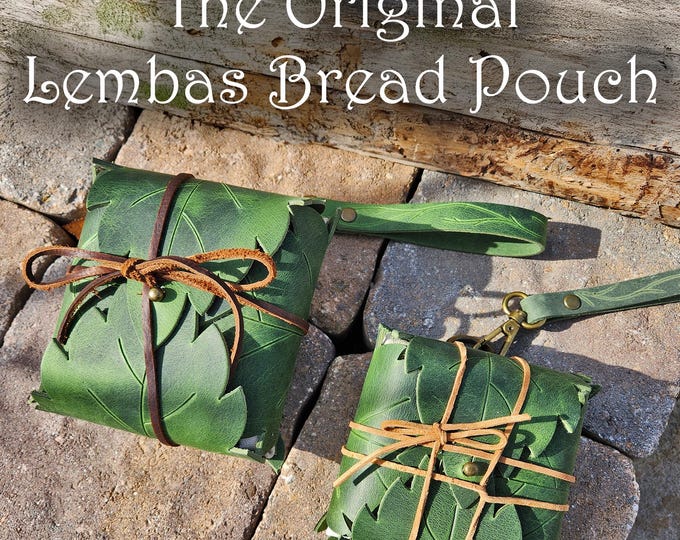 Leaf Pouch for Lembas Bread - The Original Elven Leaf Leather Wrap - Leather leaf wrapper - Fairy Food pouch, for costume, renfaire cosplay