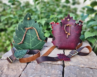 Fairy Leaf Purses - 2 styles - Maple or Simple Leaf Designs - Fantasy bag for Elves, DnD, LARP, Cosplay,