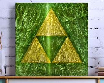Zelda Metal Wall Art, Triforce aluminum abstract metal painting, One of a Kind, Handmade Contemporary Artwork, Home Decor