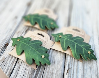 Handmade Leaf Hair Barrettes – Single-Leaf Barrettes - Full Grain Leather – Fantasy, Cosplay, LARP, Ren Faire Accessory