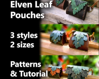 Elven Leaf Pouch Pattern – 3 styles and 2 Sizes | DIY Leather Pattern for Elf, Druid & Ranger Cosplay, LARP, Ren Faire, Dice, Trinket Pouch