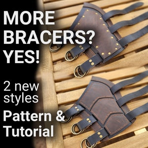 More Leather Bracers 2 styles  -DIY Arm Guard Patterns: Medieval Bracers, Fantasy, LARP, Template for Cosplay or Renfair Bundle PDF Download