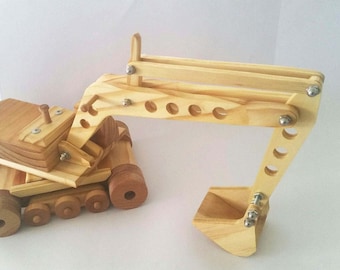 Large wooden excavator, building toys