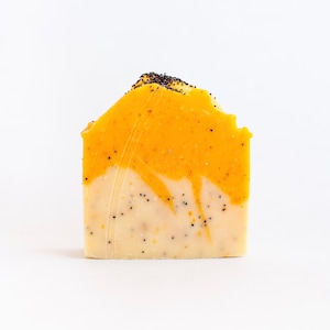 Barra de sabonete de semente de papoula cítrica, sabonete de semente de papoula e cítricos, sabonete vegano, sabonete natural, sabonete esfoliante, sabonete vegano, sabonete artesanal, hidratante