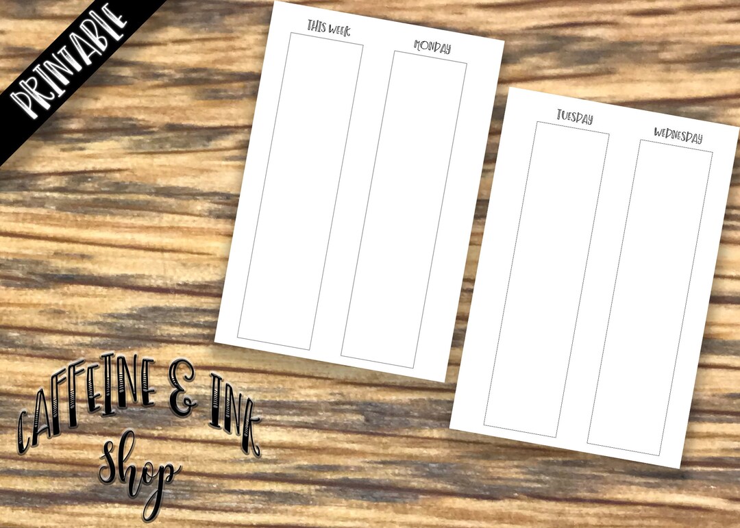Personal Wide Rings Undated Vertical Week on 4 Pages PRINTABLE Insert ...