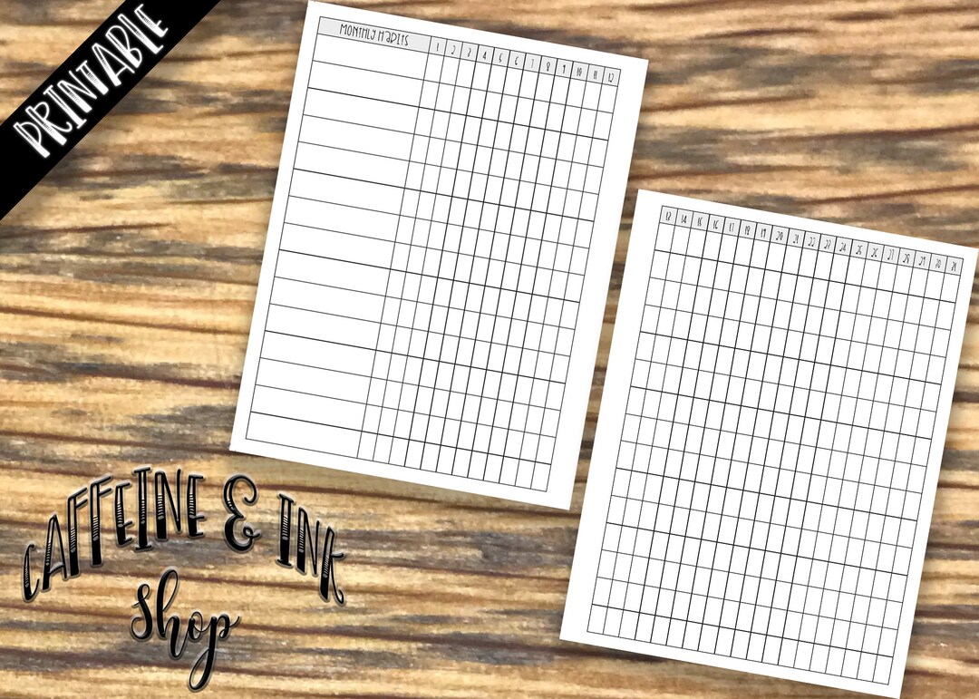 B6 Rings Monthly Habit Tracker PRINTABLE Insert - Etsy