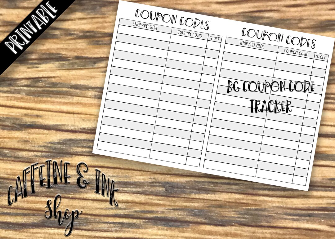 B6 TN Coupon Codes Tracker PRINTABLE Insert - Etsy