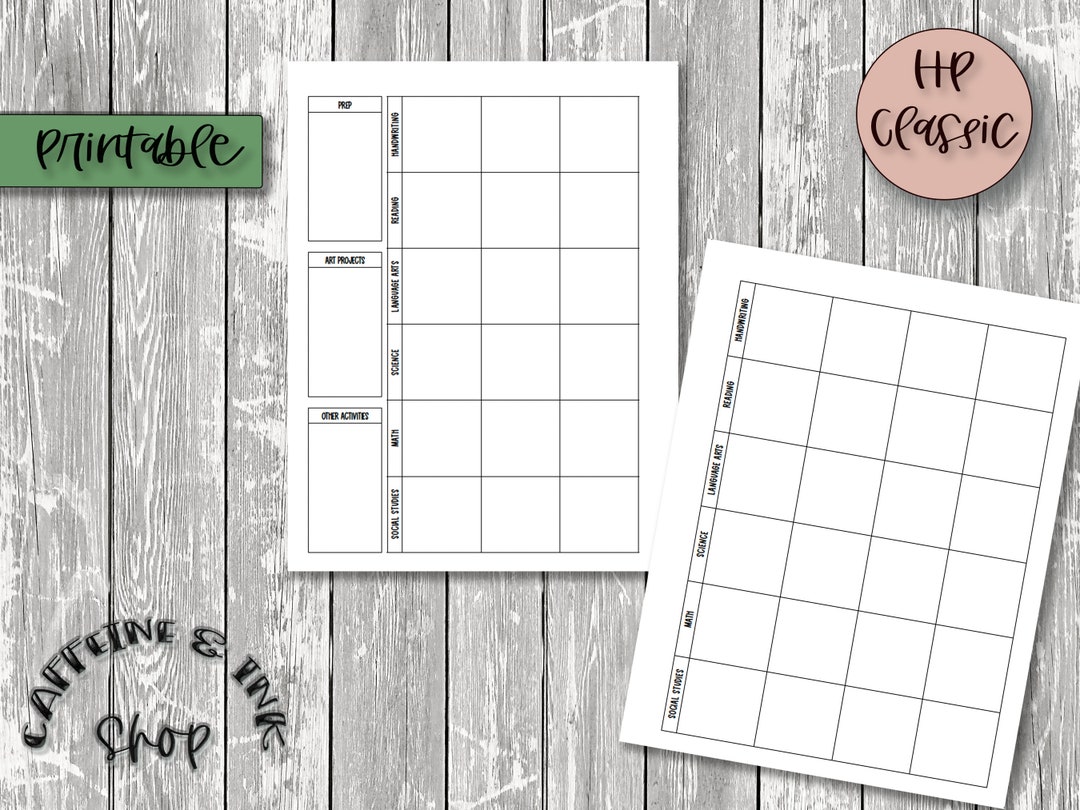 HP Classic- UNDATED Homeschool Planner Printable Insert, Homeschooling ...