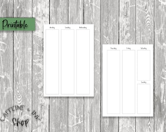 A5 Vertical Weekly Undated PRINTABLE Insert, Weekly Insert, Weekly Planner, Digital Download