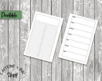 A5 Horizontal Weekly with Lists- Undated Printable Insert, Weekly Planner, Project Planner, Digital Download