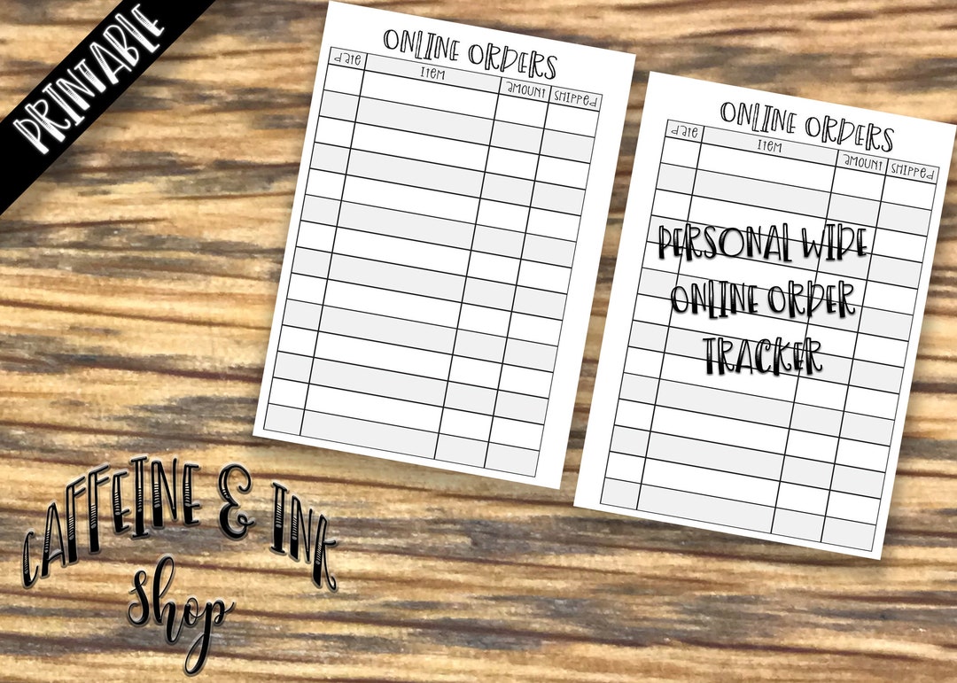 Personal Wide Rings Online Order Tracker PRINTABLE Insert - Etsy