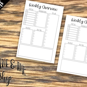 Personal Wide Rings Weekly Overview PRINTABLE Insert