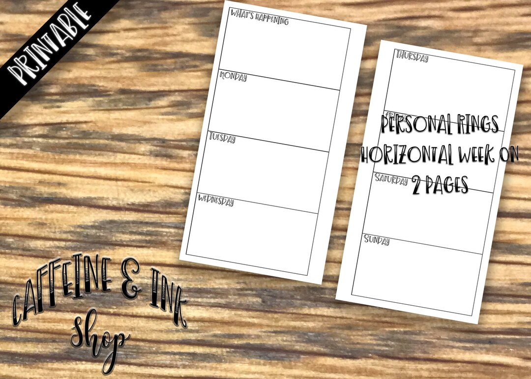 Personal Rings Horizontal Weekly PRINTABLE Insert - Etsy Singapore