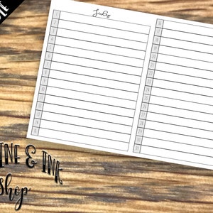B6 TN Perpetual Calendar PRINTABLE Insert