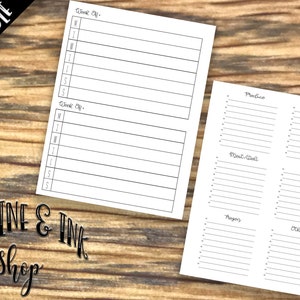 B6 Rings Meal Planner and Grocery List PRINTABLE Insert