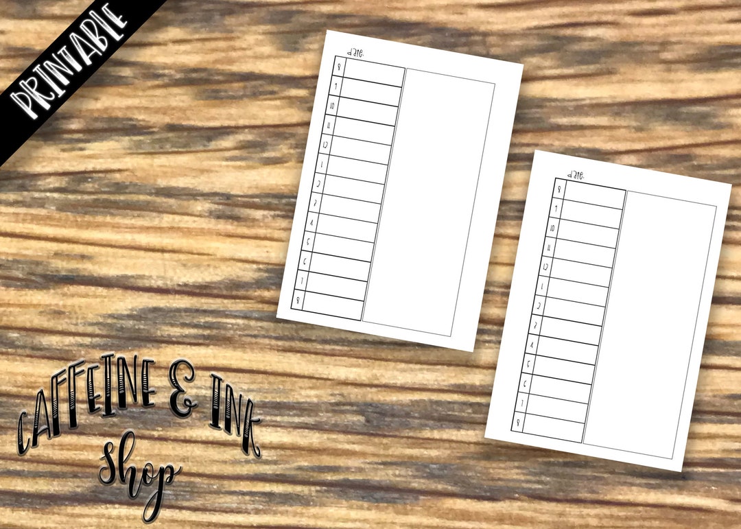 Pocket Rings Undated Hourly Daily PRINTABLE Insert - Etsy