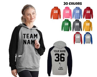 Custom Jersey Hoodies - Add Your Name & Number - Design Your Own Hooded Sweaters - Men, Women, Boys and Girls - Personalized Pullover Hoodys