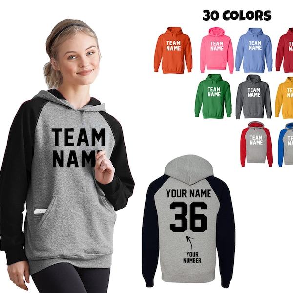 Custom Jersey Hoodies - Add Your Name & Number - Design Your Own Hooded Sweaters - Men, Women, Boys and Girls - Personalized Pullover Hoodys