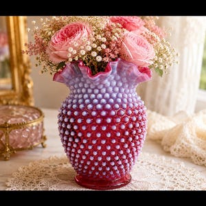 Fenton Cranberry Vase - Etsy