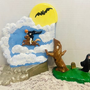 1980’s Headless Horseman Ghost Bat Decor Duncan Enterprises Halloween Haunted Tree Ceramic Spooky Home Decor Collectible Hard To Find