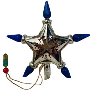 Vintage 1940’s Noma Bethlehem Star Tree Topper Chrome Lighted Christmas Topper With Original Box