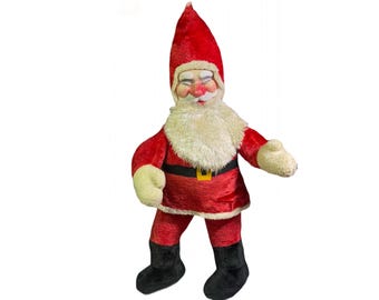 RARE Rosy Cheeked Santa Doll Store Display Christmas Rubber Faced Plush Figurine LARGE Drunken Mr Claus Vintage Soft Holiday Toy Decoration