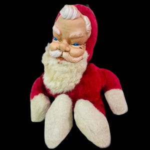 MUSICAL My Toy Plush Santa Claus Vintage Rubber Faced Stuffed Santa Toy Kitschy My Toy Rushton Plush Santa Doll