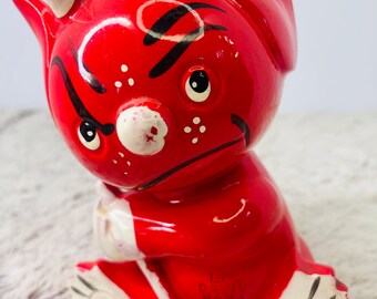 Vintage ROSSINI Ceramic Lil' Red Devil Bank Japan RARE 1960s