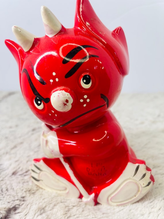 小物 RED DEVIL Vintage ROSSINI Ceramic Lil' Red Devil Bank Japan RARE 1960s