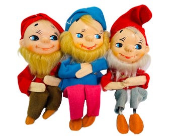 Vintage Bendable Elf Shelf Sitter - Christmas Gnome Figurine