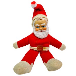 Vintage Rubber Faced Stuffed Santa Claus Rushton Style Santa Claus Vintage Plush Doll Retro Holiday Christmas Made In Japan